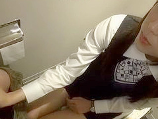 Japanese Girl Sucks Big Dick in Public Bathroom Stall For Some XXX Nippon Action